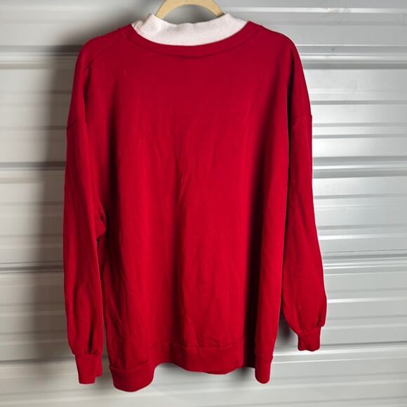 Vintage Red Graphic Oversized Sweatshirt with Peter Pan Collar - Picture 5 of 6